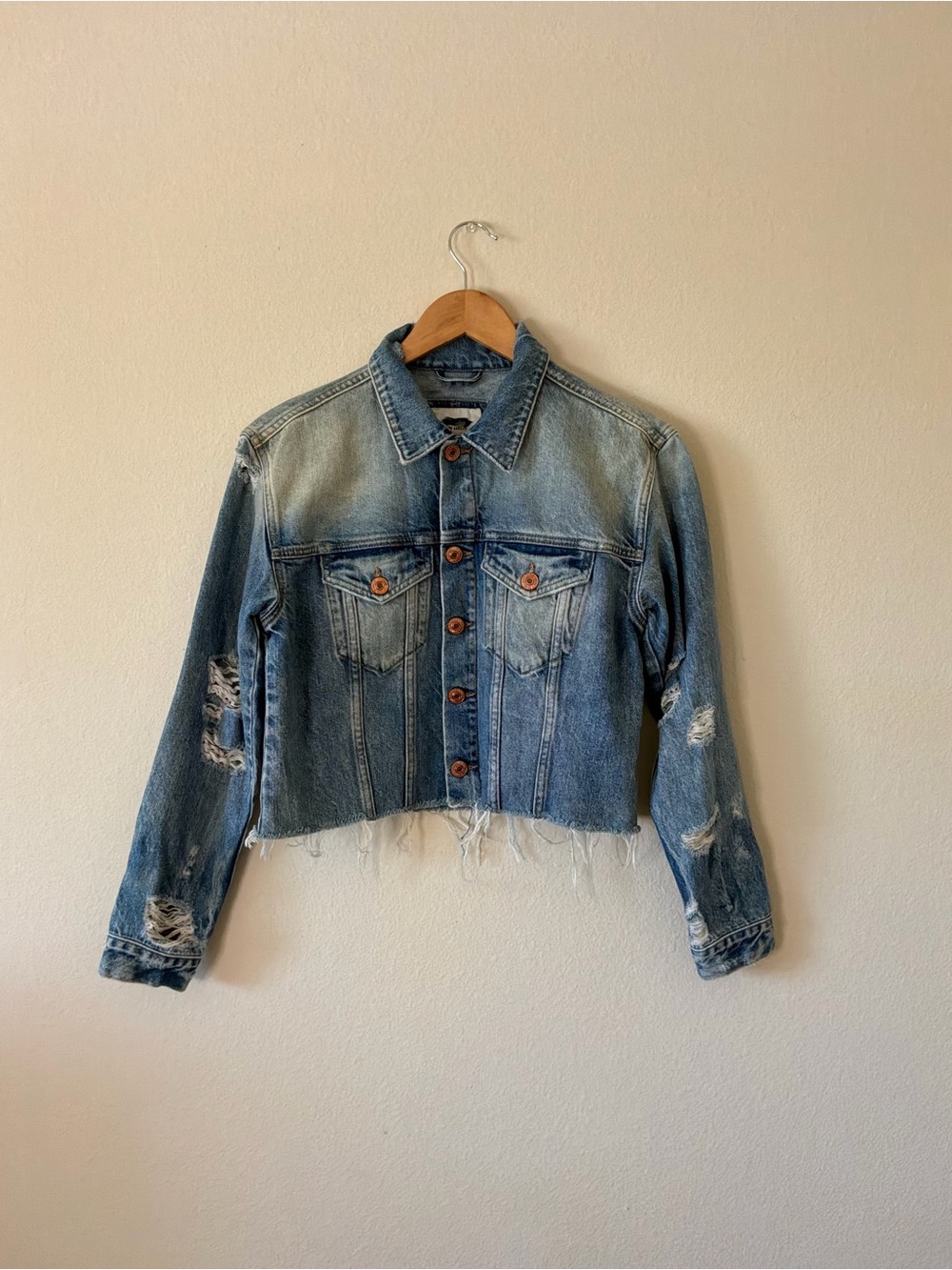 *Forever 21 Premium Denim Distressed Blue Cropped Jacket | New without Tags